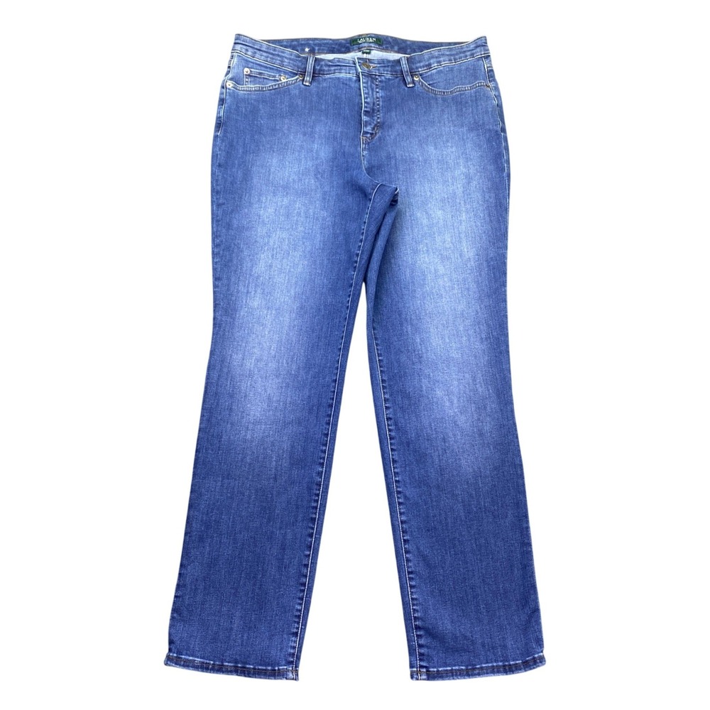 Lauren Ralph Lauren Premier Straight Leg Jeans Blue 14W Stretch Denim Grunge